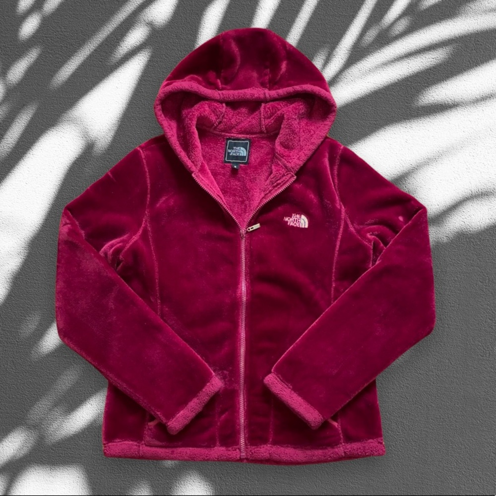 The North Face Fuchsia Pink Plush Fleece Full Zip Hooded Jacket